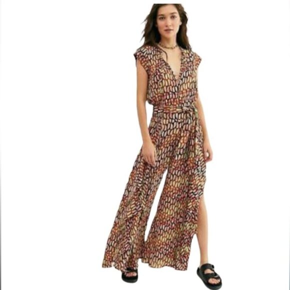 Free People FP One Sahara Jumpsuit Hand Printed Size Small - Picture 1 of 15